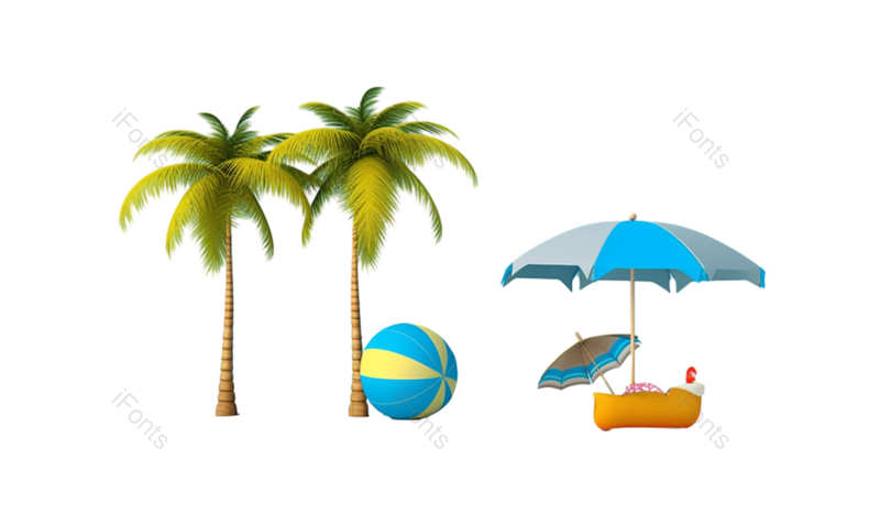 元素图片,夏天元素,椰子树PNG,3D免抠素材